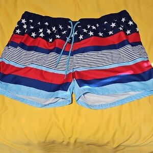 Source Unknown Red and Blue Men's Swim Trunks Size 3XL